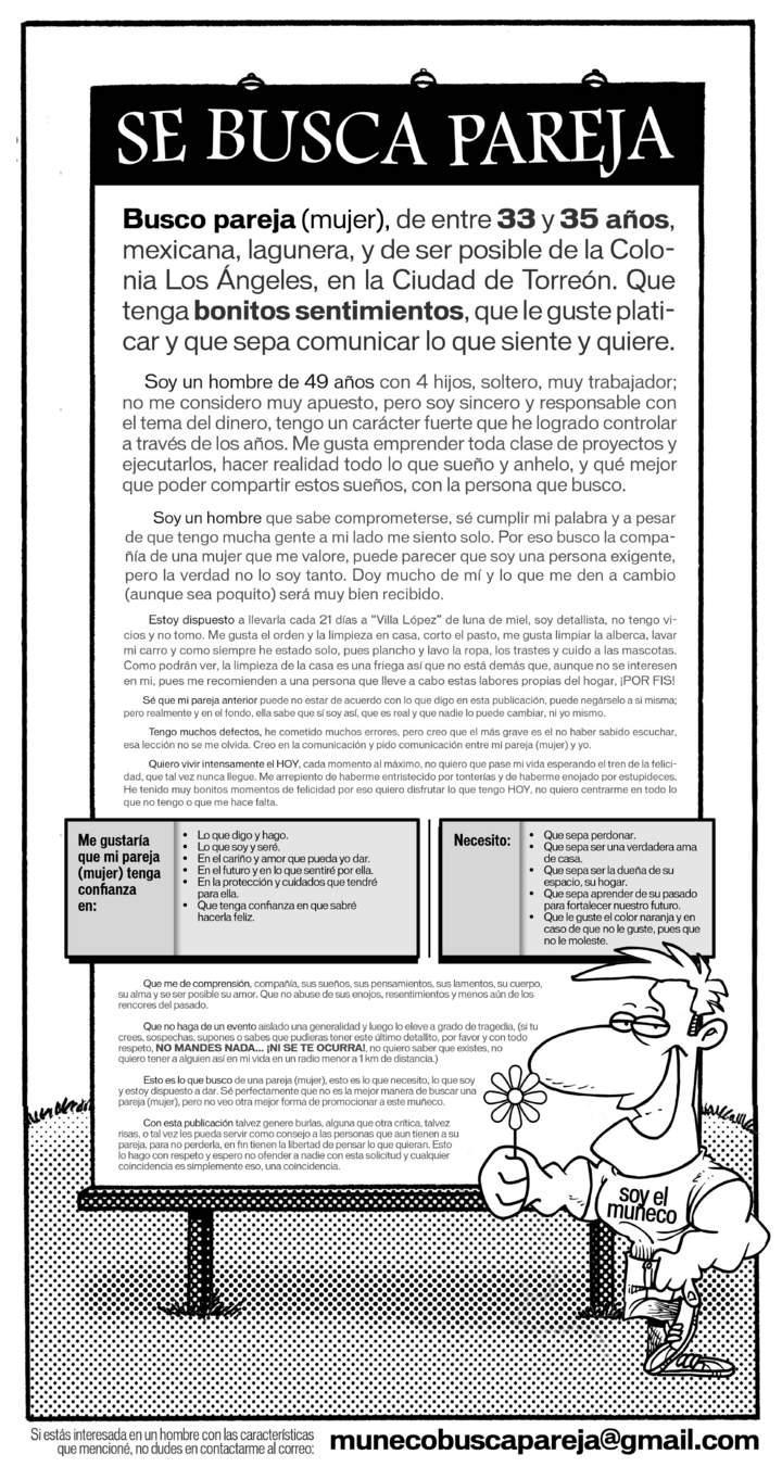 Papá soltero busca amor con desplegado en periódico lagunero