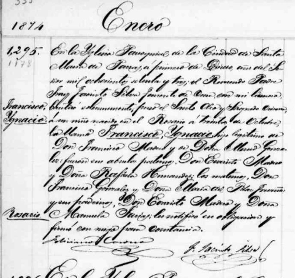 Noticias del nacimiento de Don Francisco Ignacio Madero González