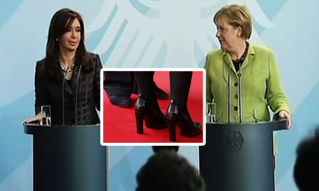 Polémica por diferencia de zapatos entre presidentas Merkel y Fernández