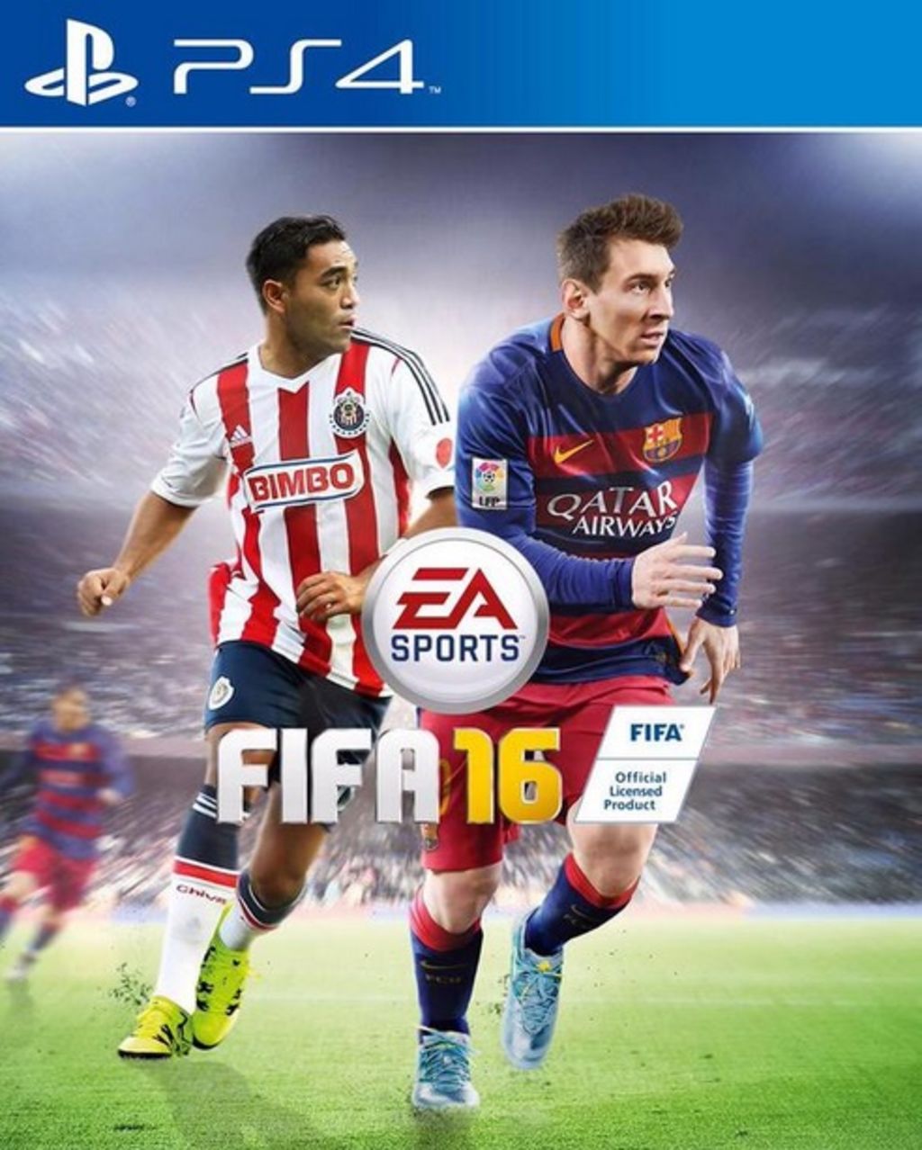Marco Fabián y Messi en la portada de FIFA 16