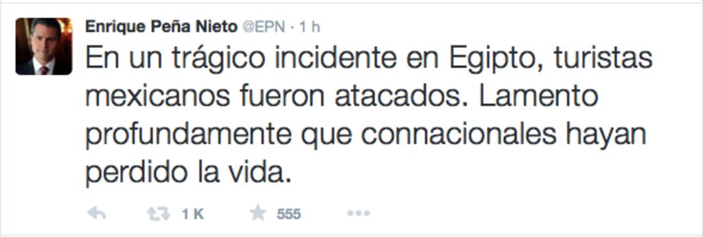 EPN condena ataque a mexicanos en Egipto