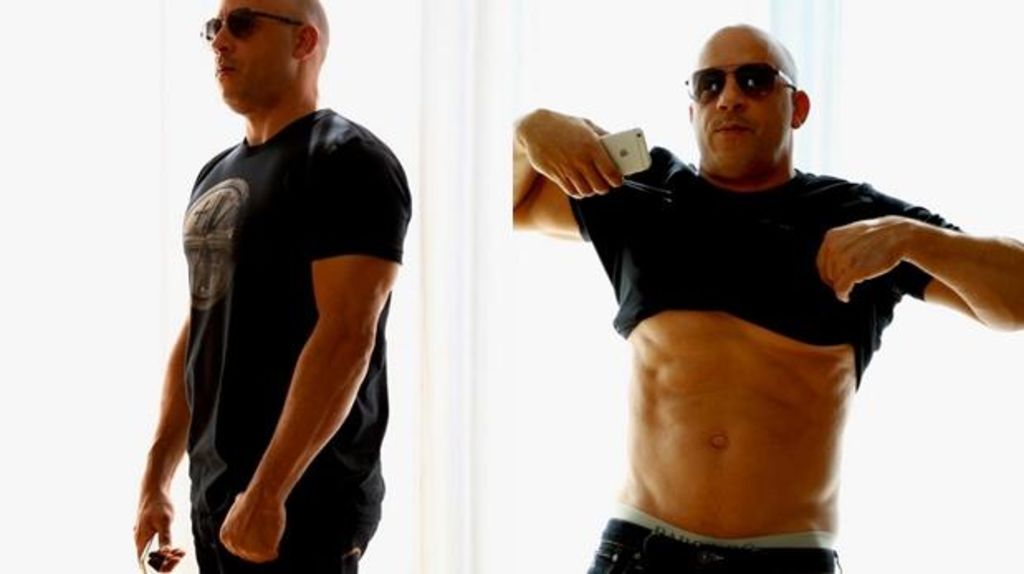 Vin Diesel calla críticas y muestra su abdomen