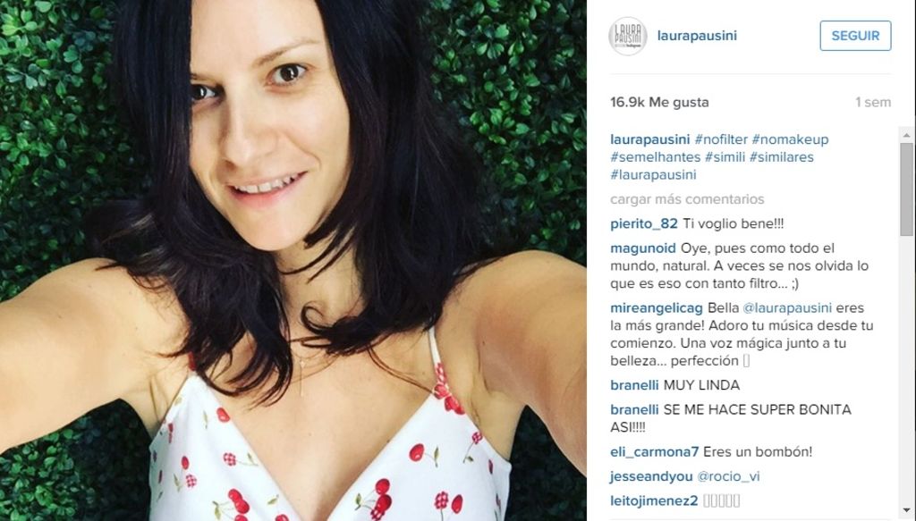 Pausini impacta Instagram con foto sin maquillaje