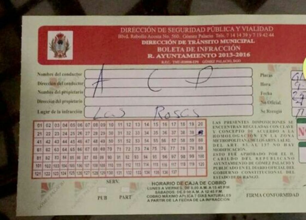 Arrecian multas en colonias y centro de Gómez Palacio