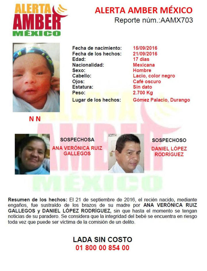 Denuncia a pareja por robo de su bebé