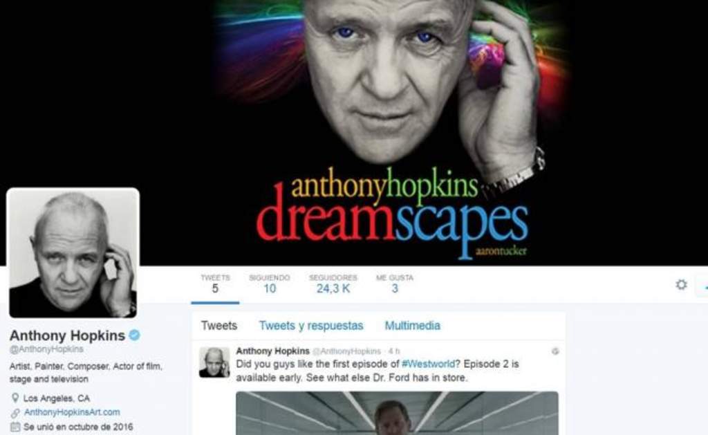 Anthony Hopkins se une a la red social Twitter