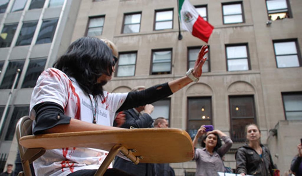 Protestan migrantes mexicanos contra gasolinazo en NY