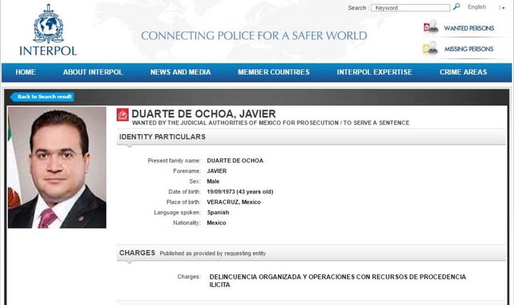 Interpol hace pública ficha roja de Duarte