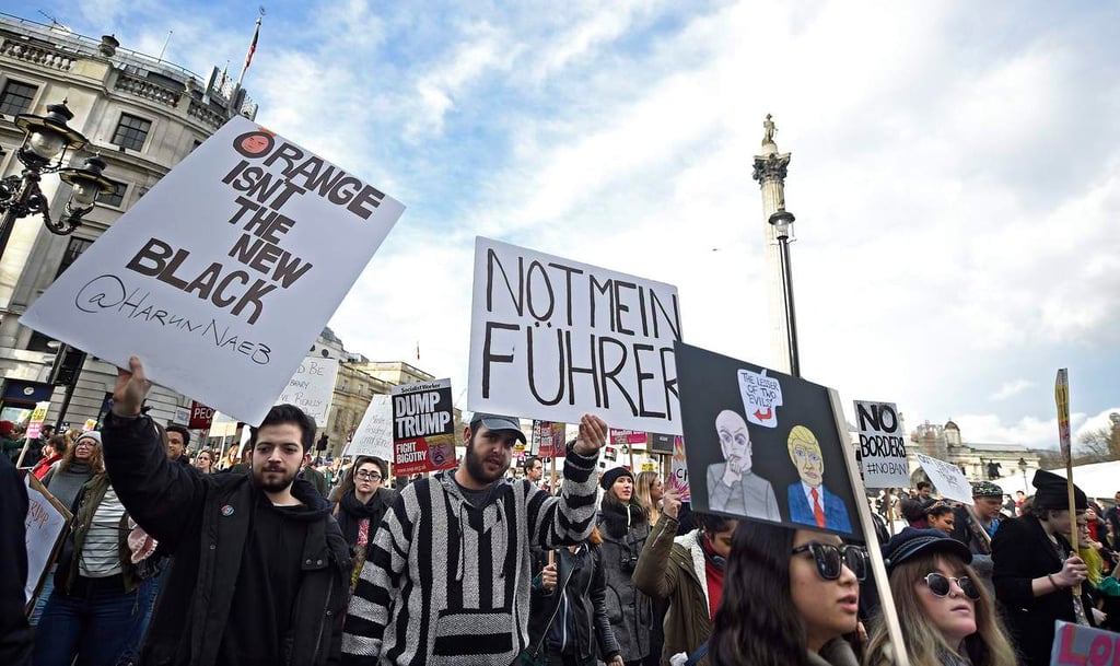 Protestan en Londres contra invitación a Trump