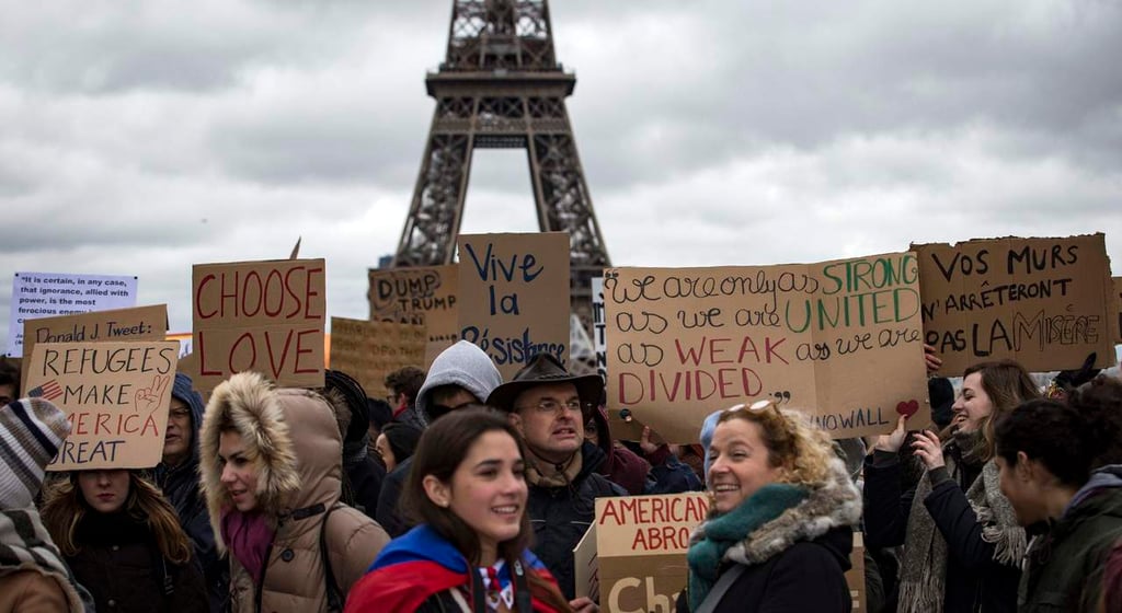 Protestan en París contra Trump