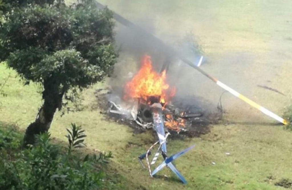 Se estrella helicóptero en Veracruz; tres heridos