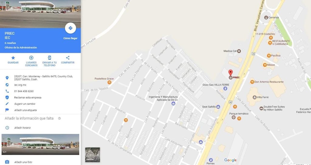 Cambian el nombre al IEC en Google Maps