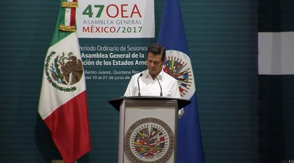 Invita EPN al diálogo al inaugurar la 47 Asamblea General de la OEA