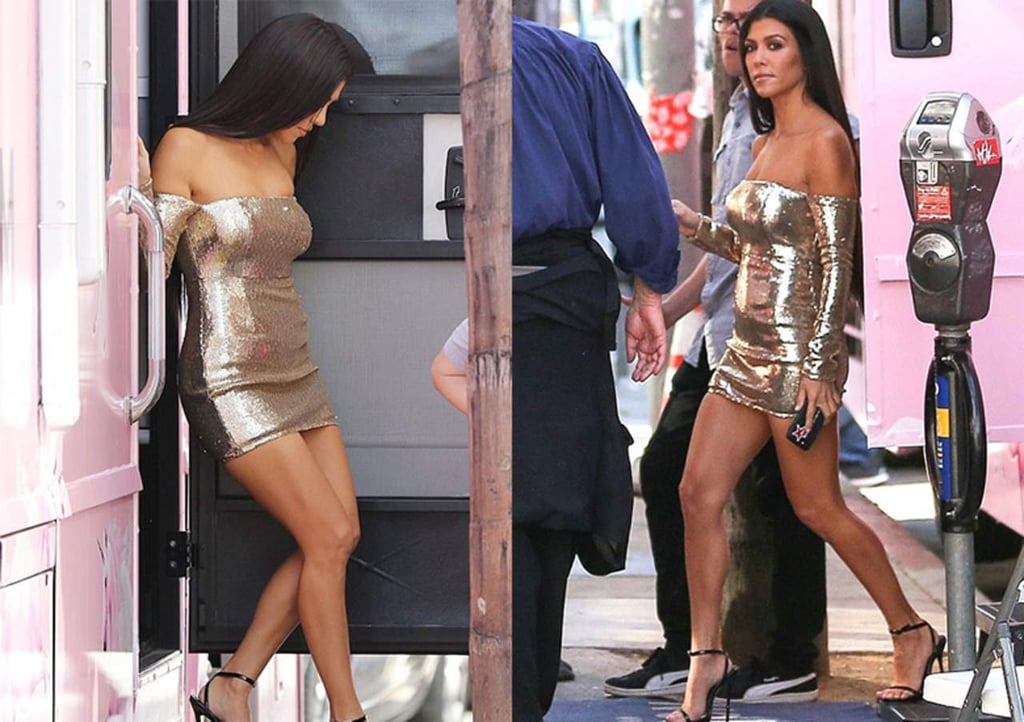 Kourtney Kardashian impacta con pequeño vestido dorado
