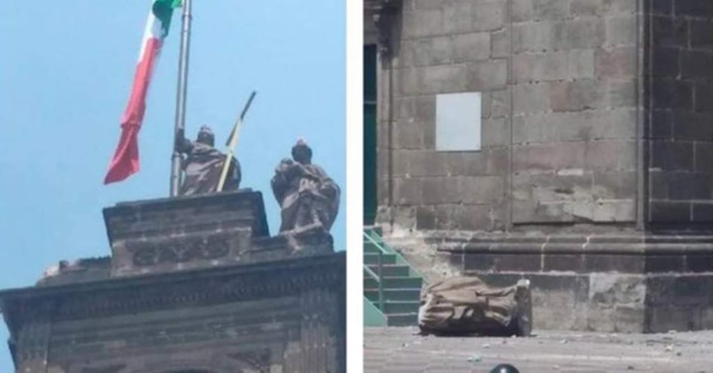 Escultura en Catedral Metropolitana cae