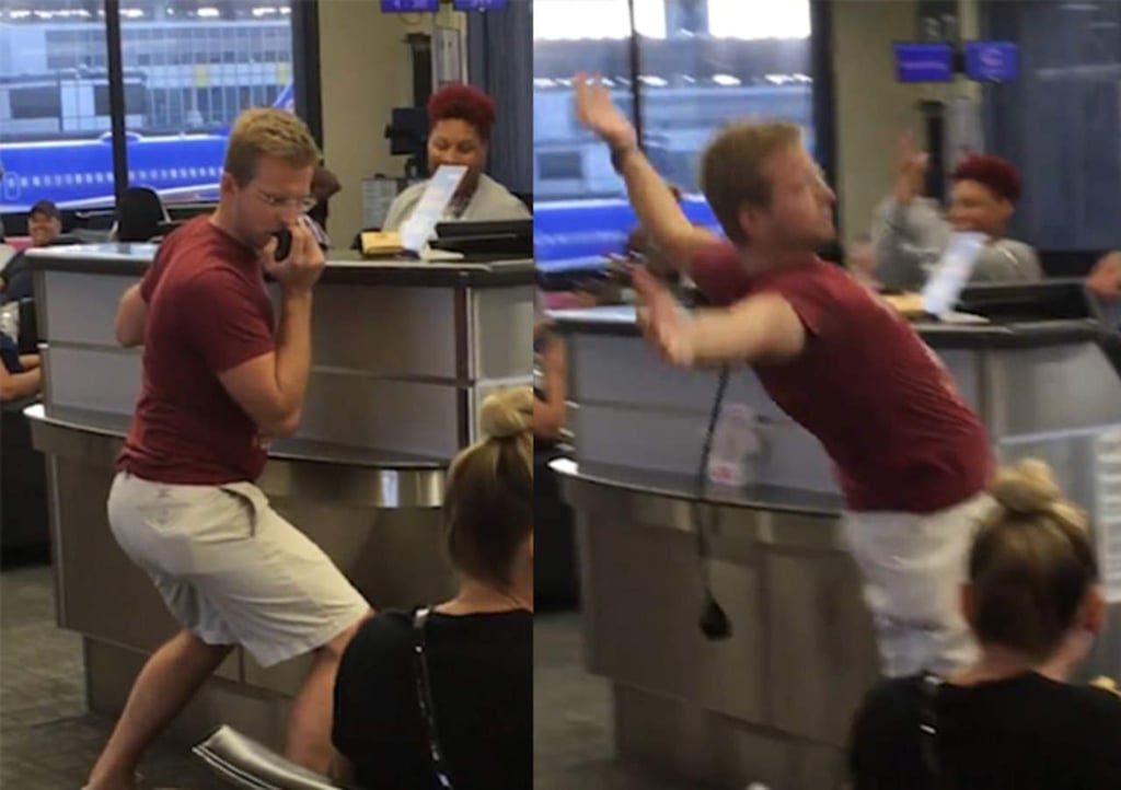 Da 'concierto' en aeropuerto y se hace viral