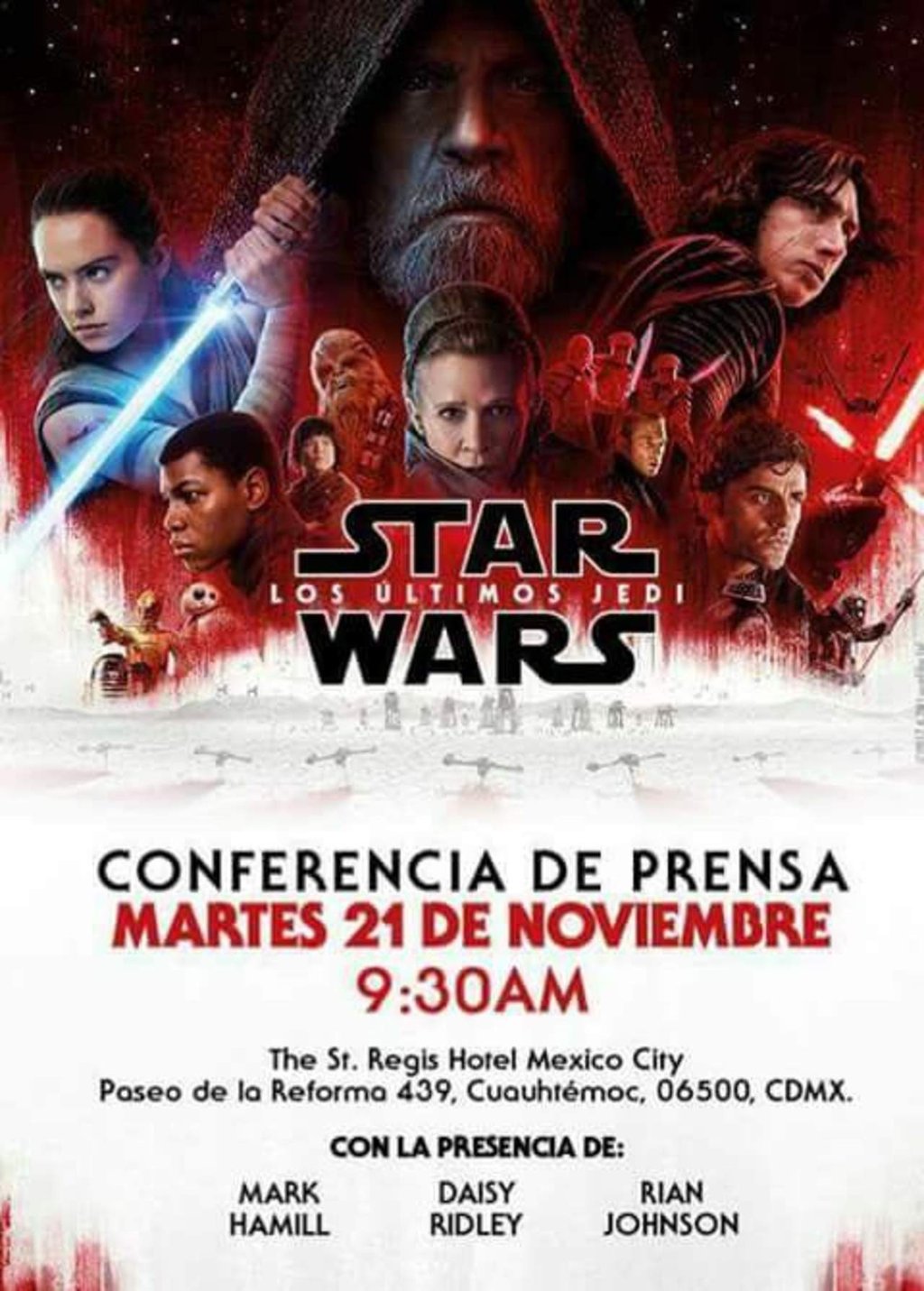 Reparto de Star Wars: Los últimos Jedi visitan México
