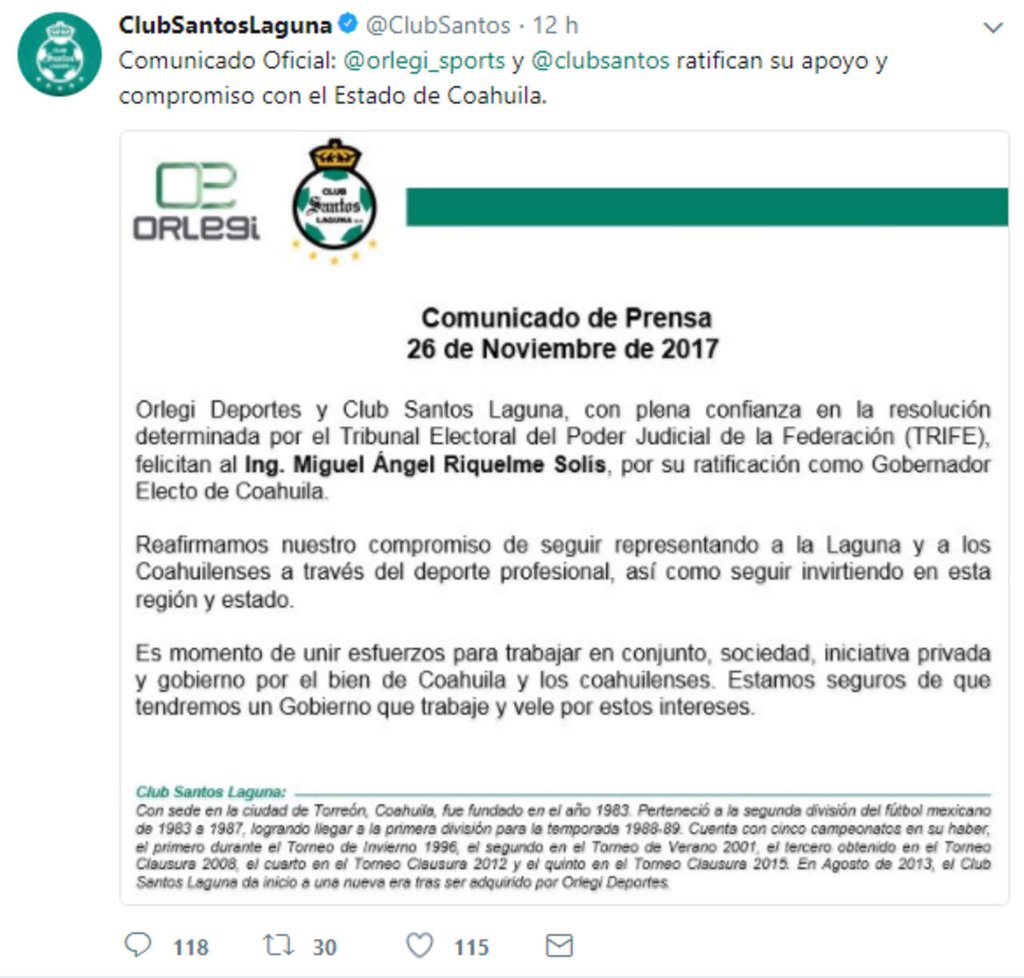 Santos violó el Código de Ética de la Liga MX