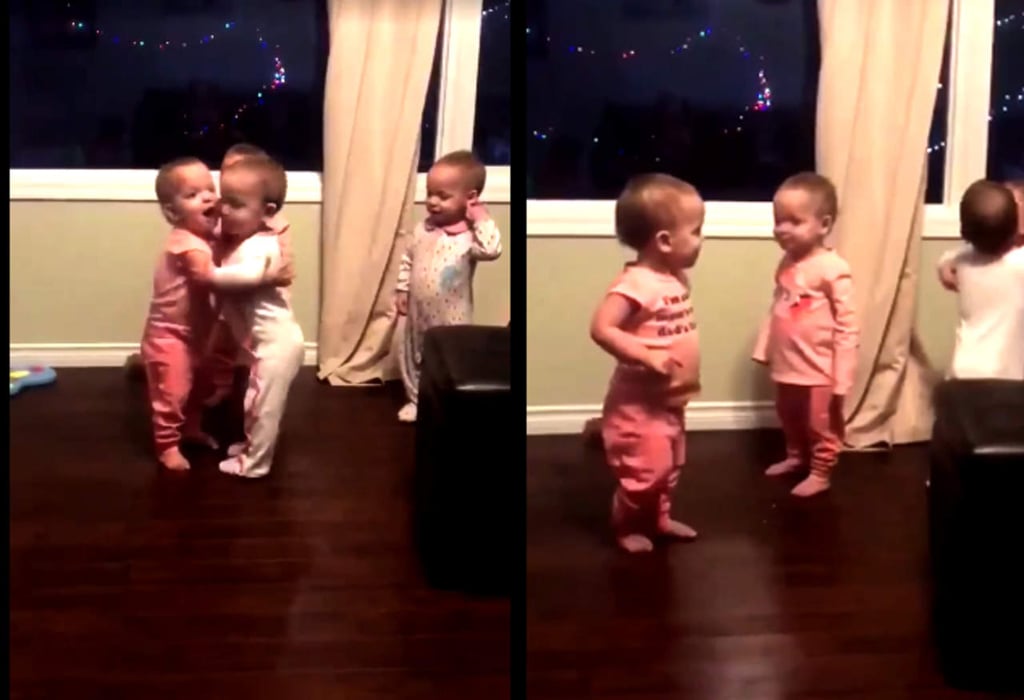 Cuatrillizas se abrazan y enamoran las redes