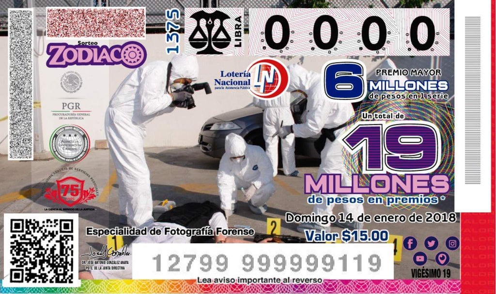 Billete de Lotería Nacional dedicado a servicios periciales es criticado
