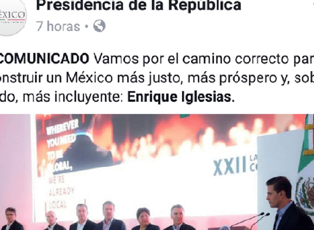 Presidencia se equivoca y atribuye frase a Enrique Iglesias, no Enrique Peña