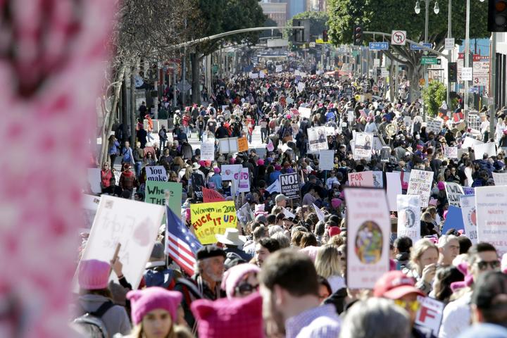 Mujeres protestan  en EU contra Trump