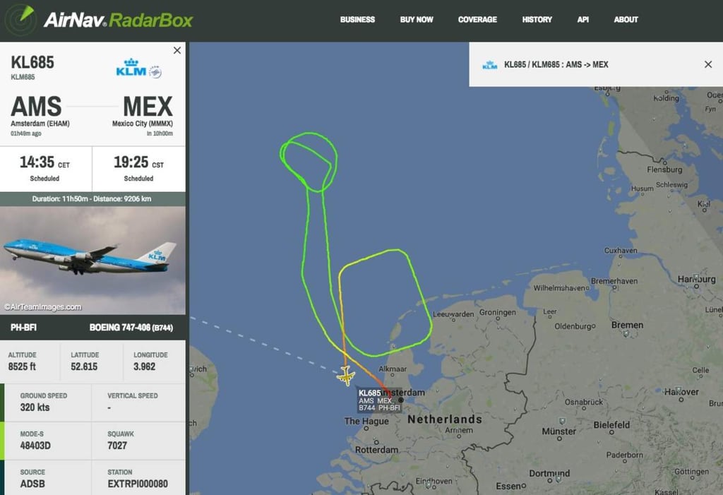 Declaran estado de emergencia en vuelo Ámsterdam-México