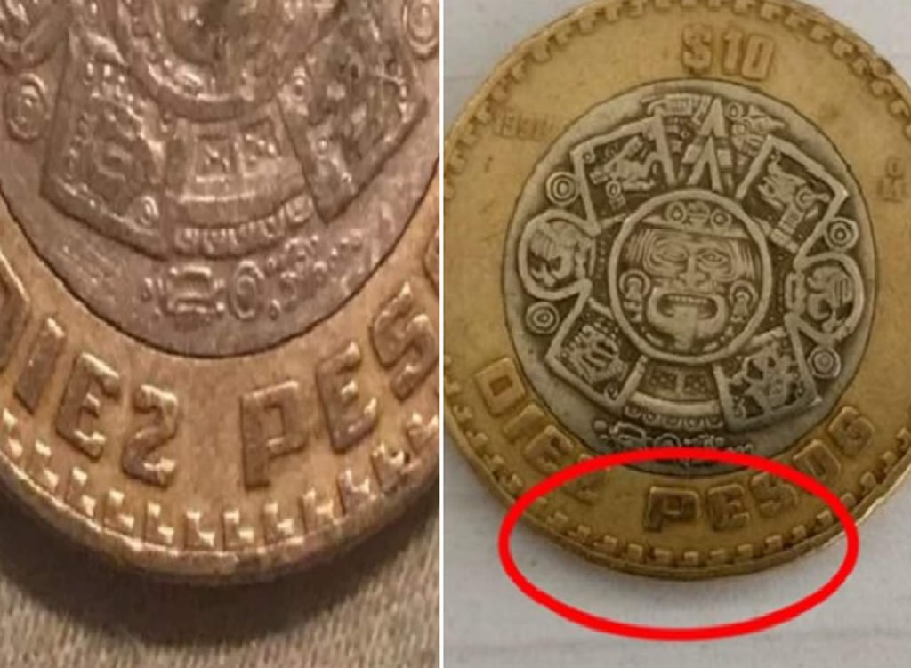 Las extrañas monedas de 10 pesos que valen $1,400