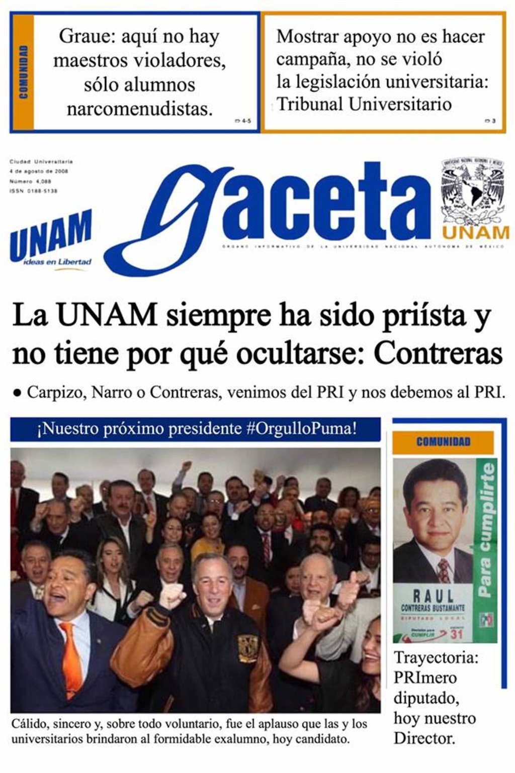 Falsa portada de Gaceta de UNAM que circula en redes