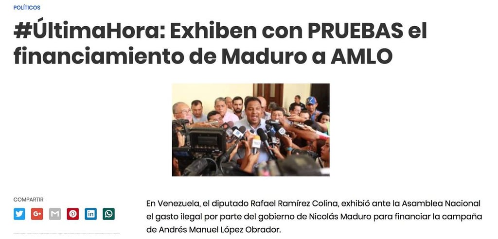 Circula falsas pruebas de relación Maduro y AMLO