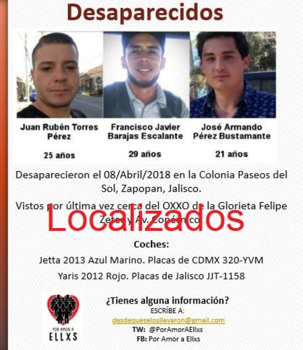 Tres jóvenes desaparecidos en Zapopan son localizados