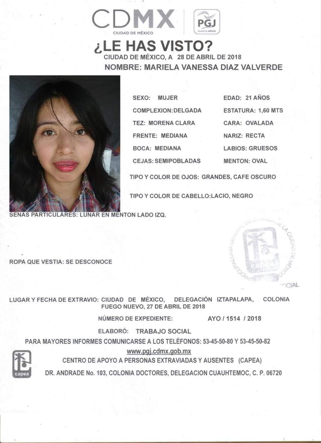 Permanece desaparecida estudiante de la UNAM