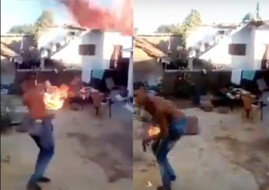 VIDEO: Intentó hacer acto con fuego y se incendió a sí mismo
