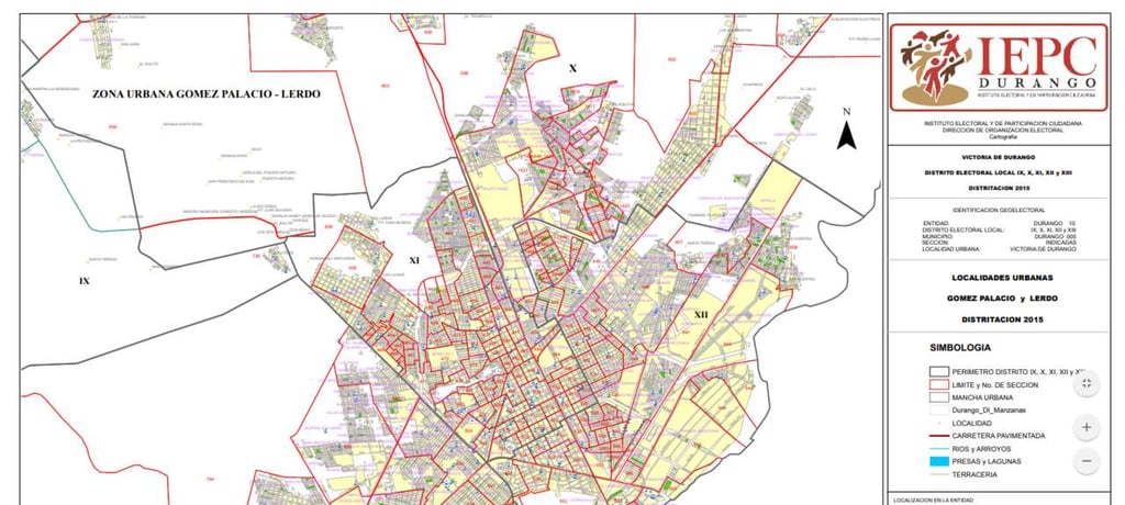 Descargue el mapa de los distritos locales de Durango