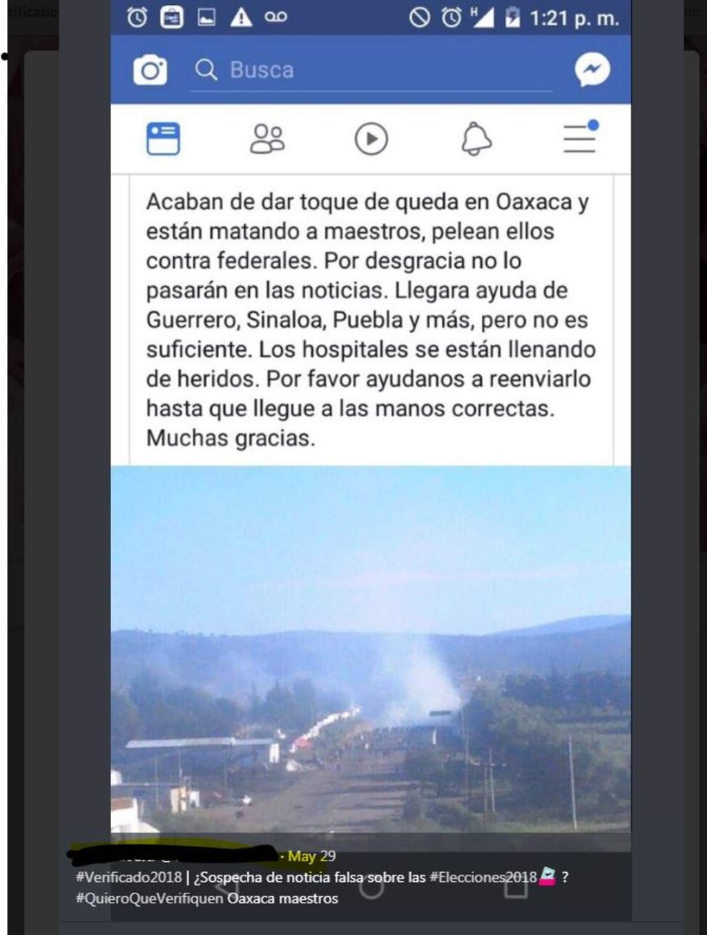 Una imagen y un mensaje del operativo de 2016 en Nochixtlán, Oaxaca, se difunde como si fuera un enfrentamiento actual