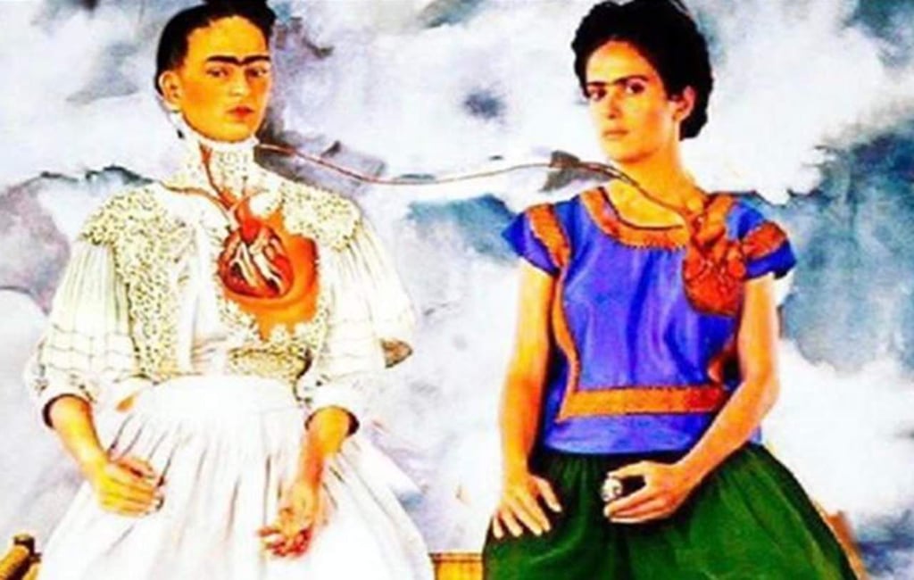 Salma Hayek 'se mete' en pintura de Frida Kahlo