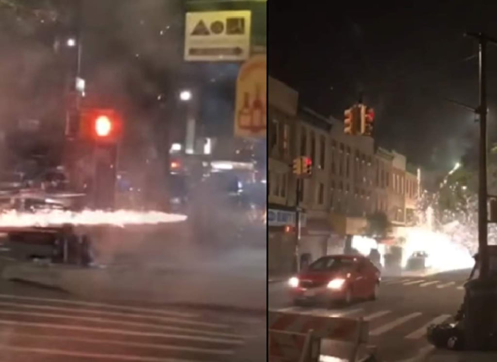 Mujer lanza fuegos artificiales contra los transeúntes