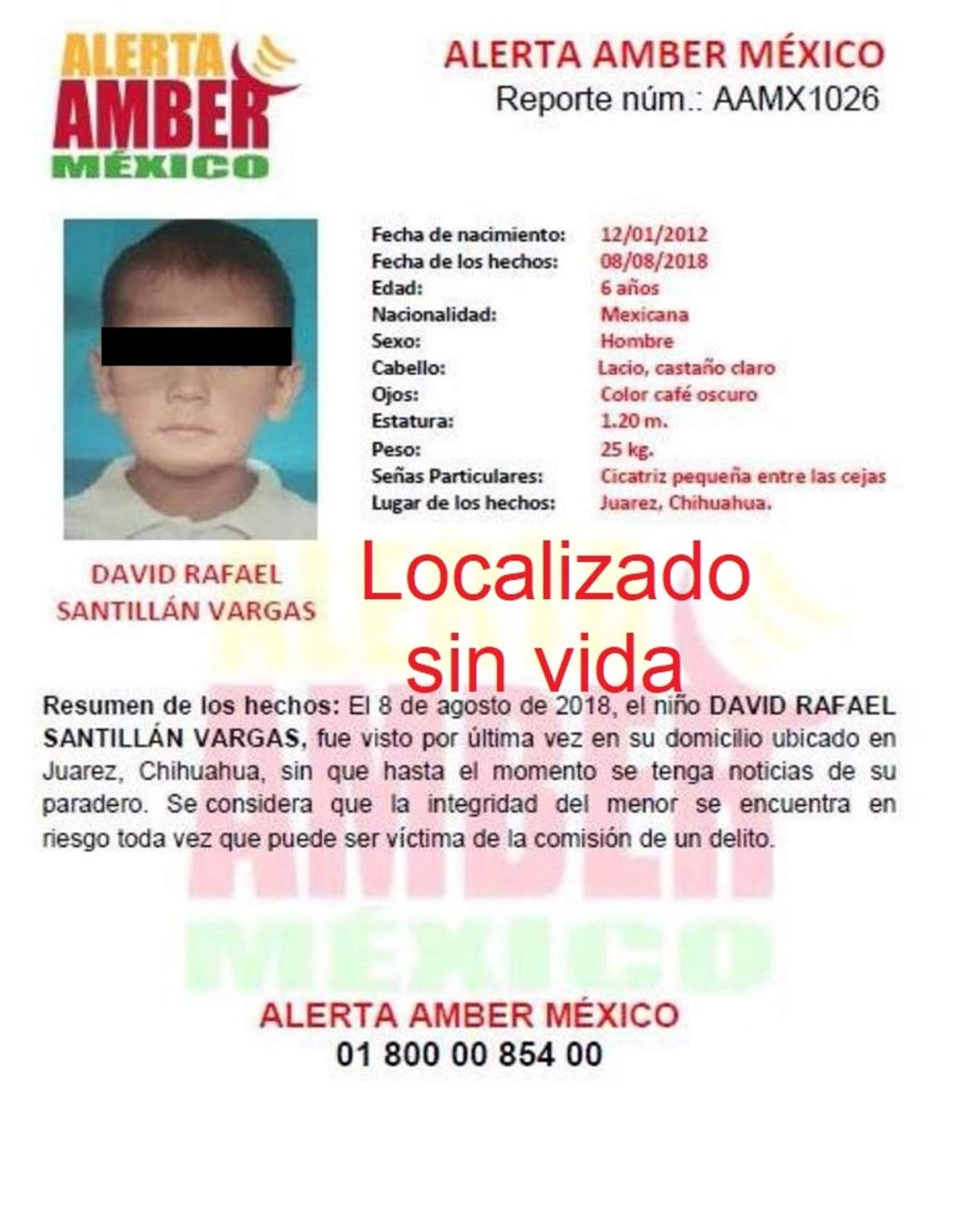 Encuentran muerto a niño desaparecido en Ciudad Juárez