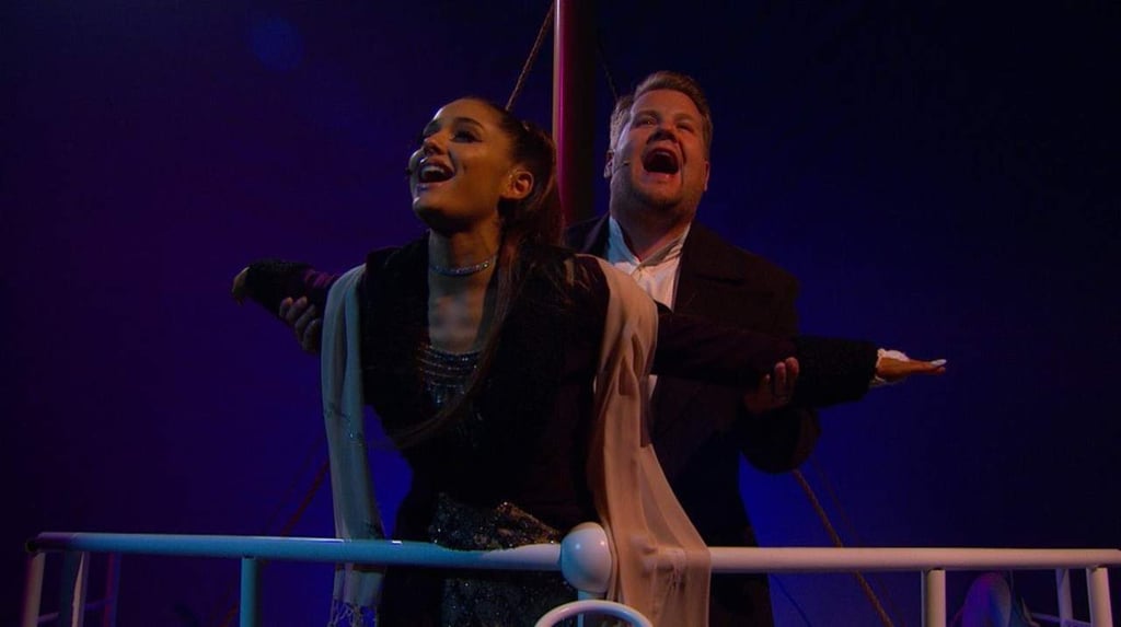 Ariana Grande y James Corden recrean, a su estilo, Titanic