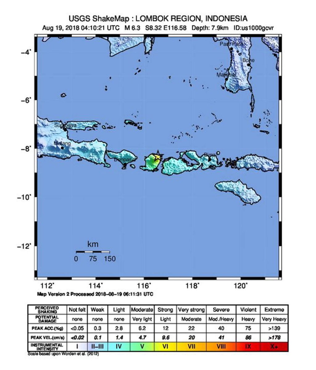 Sismo de 6.3 sacude isla de Lombok en Indonesia