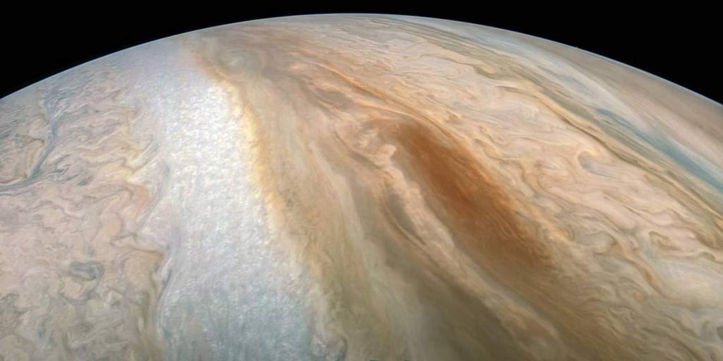 NASA muestra imagen de región ciclónica en sur de Júpiter