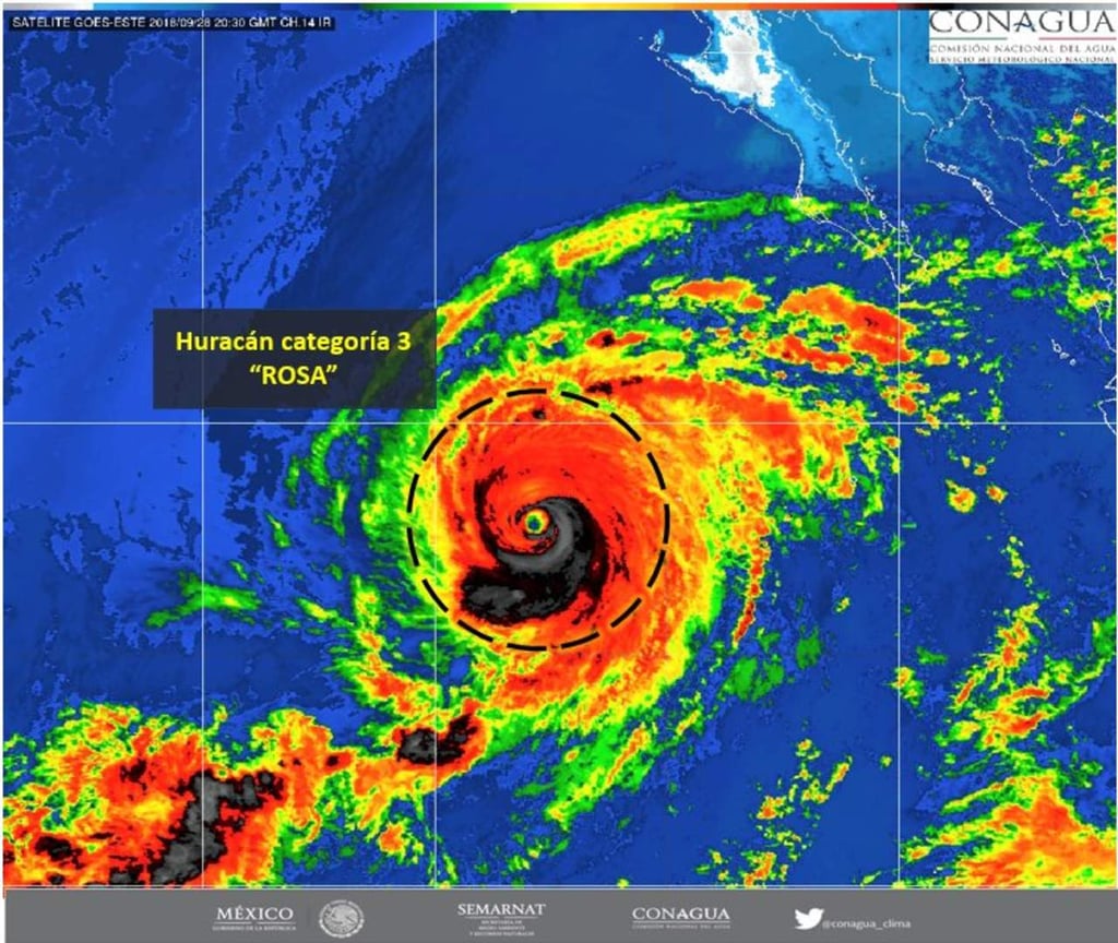 Huracán 'Rosa' se debilita a categoría 3 en el Pacífico