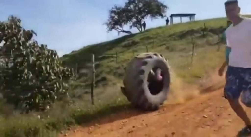 VIRAL: La historia tras el video del joven rodando dentro de una llanta