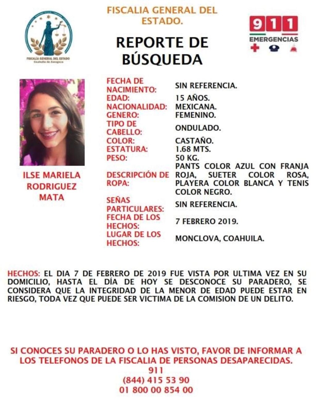 Desaparece menor en Monclova