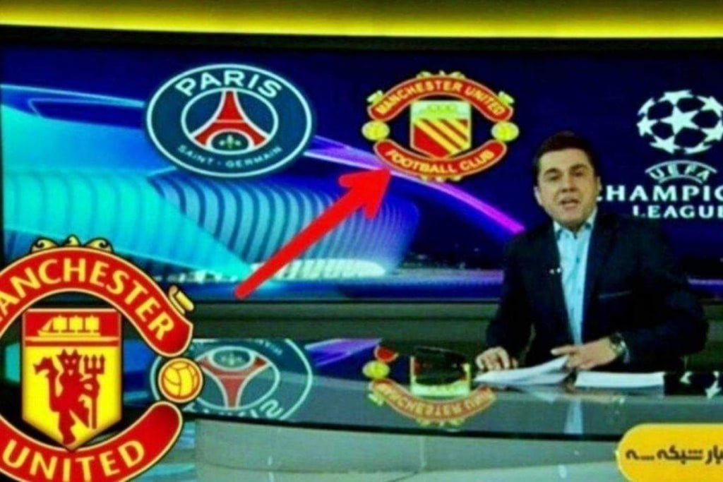 Televisora iraní censura escudo del Manchester United