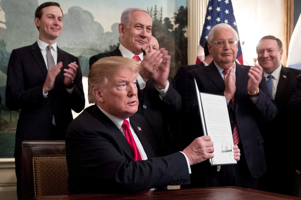 Trump reconoce soberanía de Israel en los Altos del Golán
