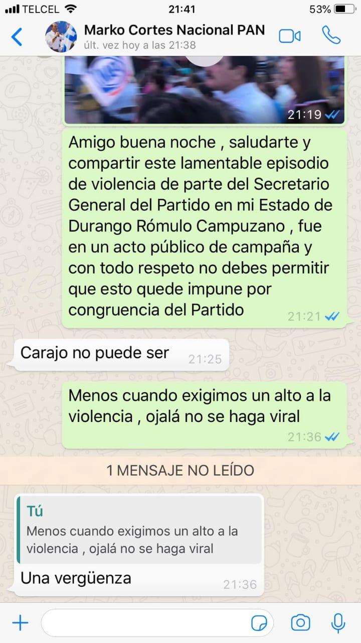Exhiben presunta molestia de Marko Cortés por agresión de Rómulo Campuzano
