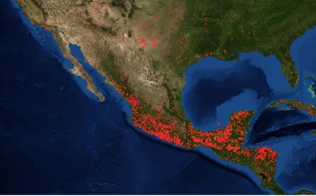 Difunde NASA imagen de incendios forestales en México