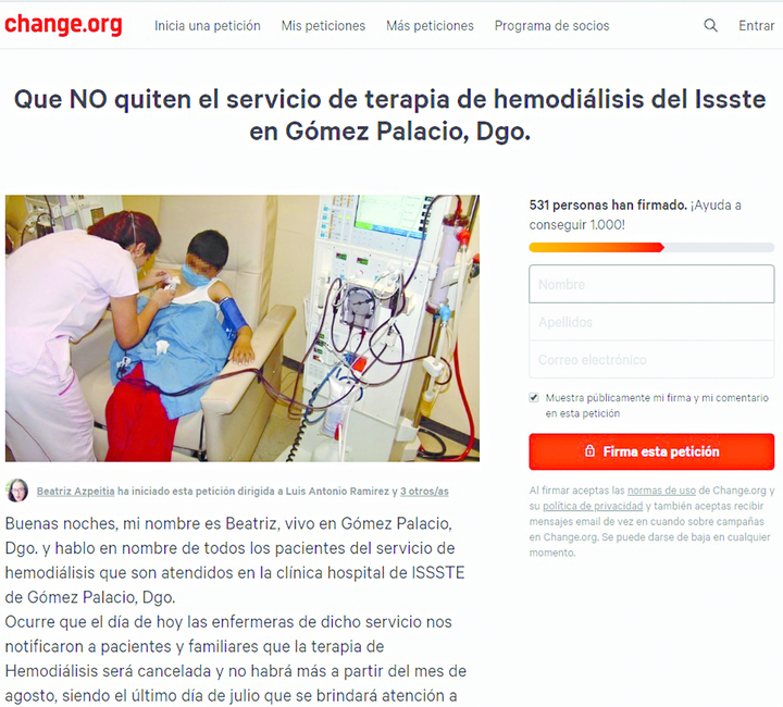 Pacientes lanzan una petición en Change.org