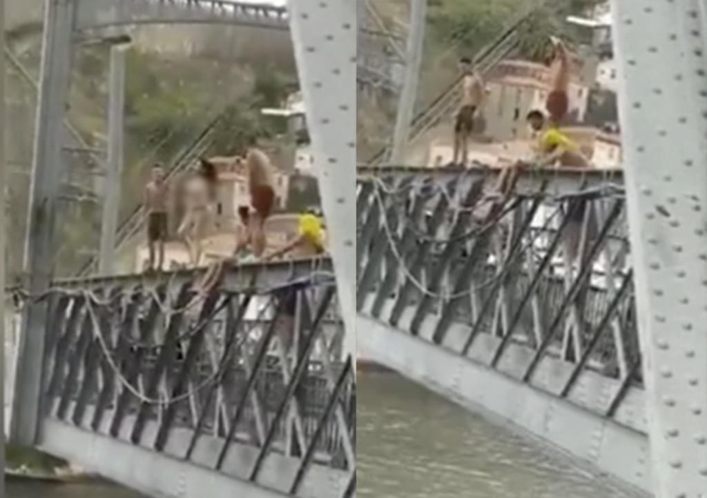 Turistas saltan desnudos desde puente de 45 m de altura